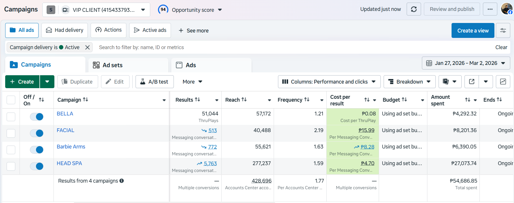 Client conversation screenshot